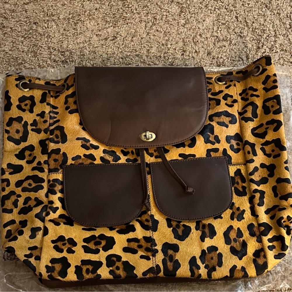 American Darling Leopard Print Drawstring Backpac… - image 1